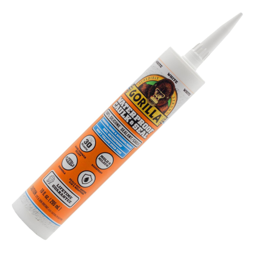 Gorilla 100% Silicone Waterproof Sealant – White | Heavy-Duty Caulk & Seal | Mold & Mildew Resistant | Indoor & Outdoor Use | 10 oz- HM0633