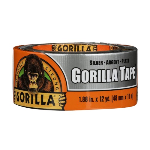 Gorilla Silver Duct Tape 1.88 in. x 12 Yards, Heavy-Duty, Strong Adhesive for Outdoor Use - 1-Pack (HM0240)