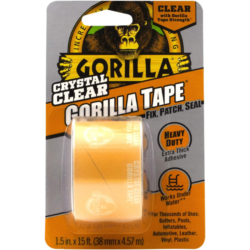 Gorilla Crystal Clear Waterproof and Versatile Tape 1.5 inch x 5 yard - HM0542
