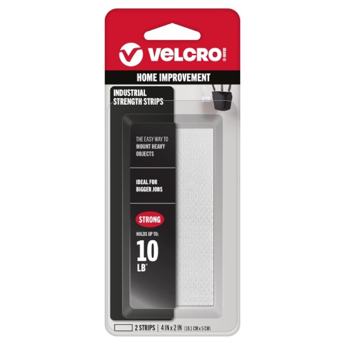 VELCRO Brand Industrial Strength Strips White 2x4 Inch Heavy Duty Adhesive Hook and Loop Tape 2 Sets for Home Garage Office Wall Mounting Storage Organization- HM0675