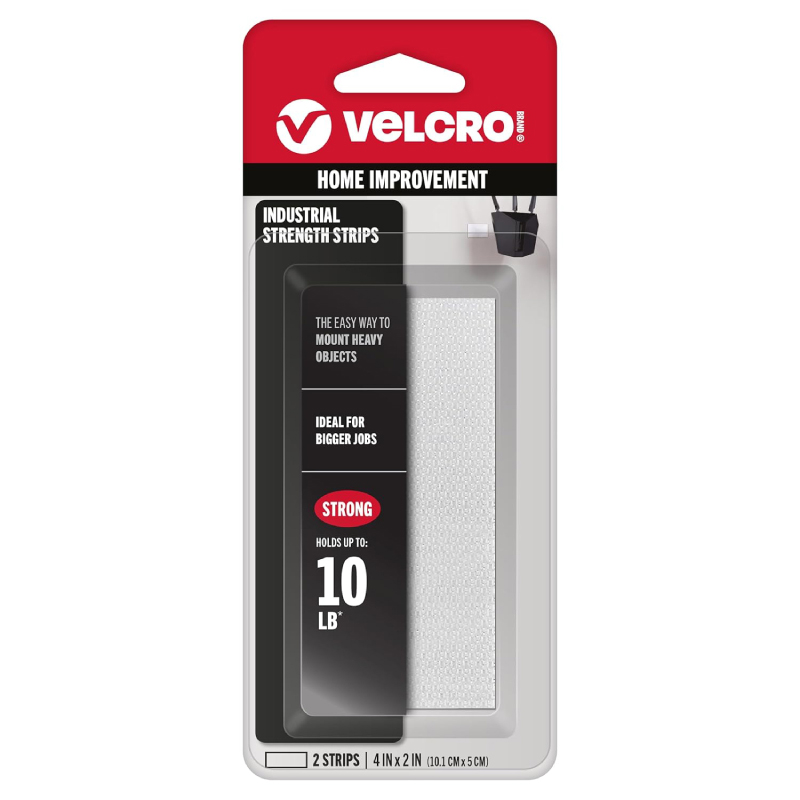 VELCRO Brand Industrial Strength Strips White 2x4 Inch Heavy Duty Adhesive Hook and Loop Tape 2 Sets for Home Garage Office Wall Mounting Storage Organization- HM0675