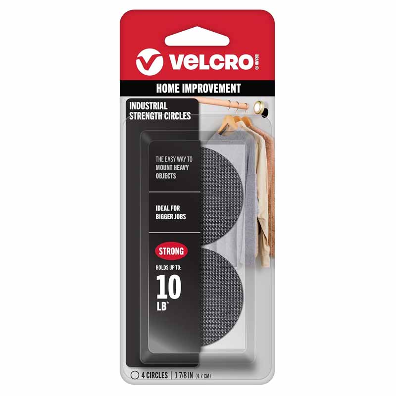 VELCRO Brand Industrial Strength Circles | The Easy Way to Mount Heavy Objects | Holds up to 10 lbs | 1 7/8 in Diameter | 4-Circle| Water-Resistant & Strong Adhesive HM0755