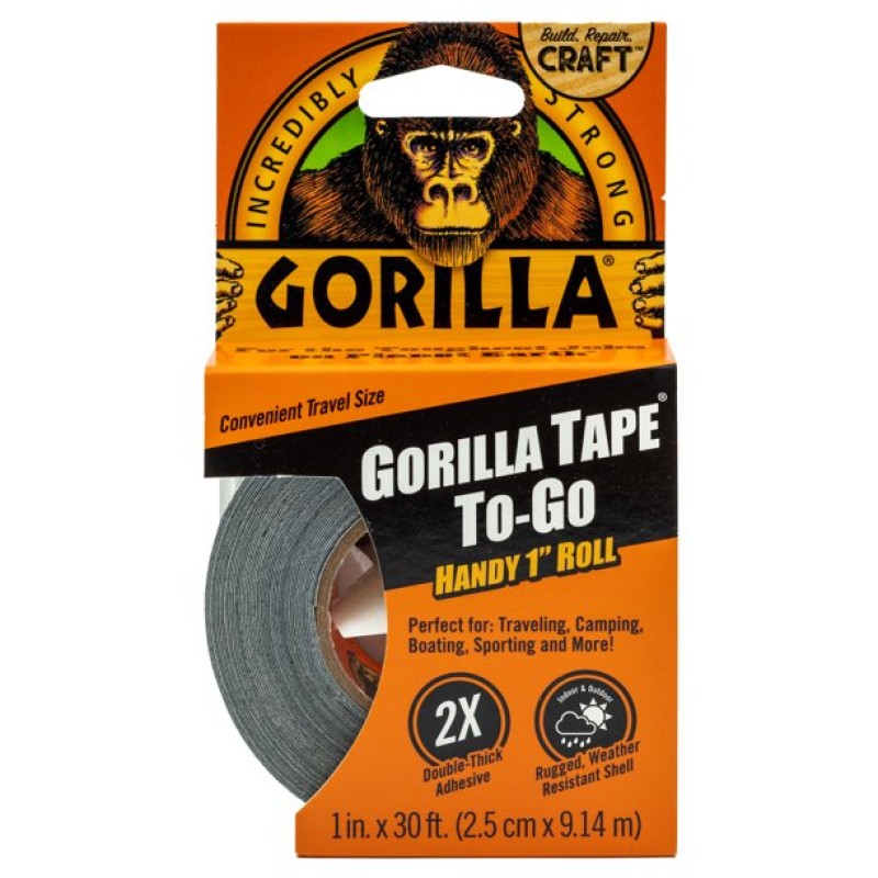 Gorilla Duct Tape To-Go Portable and Reliable 1 in x 30 ft Black HM0484