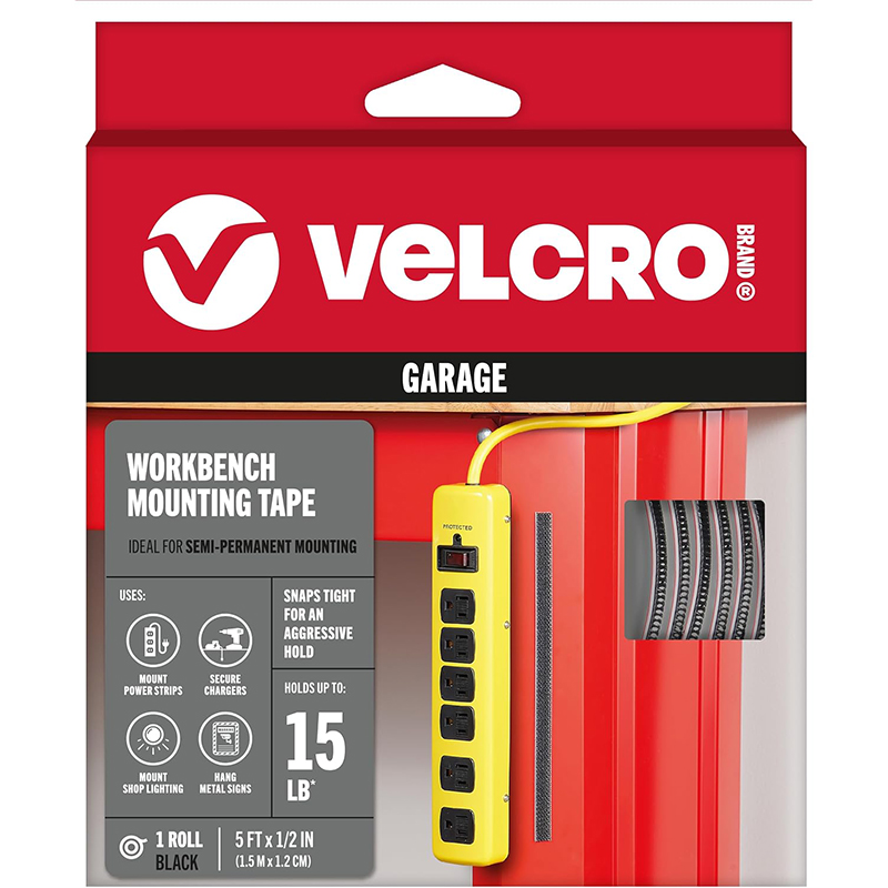 VELCRO Brand Workbench Foam Mounting Tape with Snap Locking 10ft Total 5ft Closure 1/2 Inch Wide Heavy Duty Black Adhesive Strips for Garage Organization Indoor Outdoor Strong UV Water Resistant Hold- HM0767