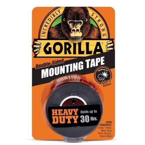 Gorilla Heavy Duty Double Sided Mounting Tape Strong and Durable 1" x 60" Black HM0378