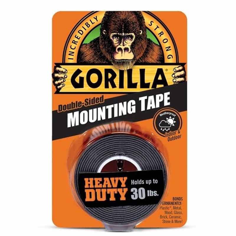 Gorilla Heavy Duty Double Sided Mounting Tape Strong and Durable 1" x 60" Black HM0378