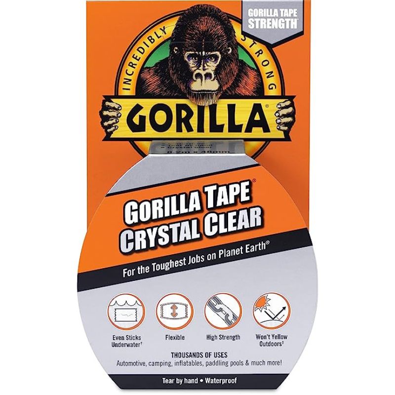 Gorilla Crystal Clear Repair Tape clear tape 1.88 in. X 27 feet strong adhesive durable versatile HM0239