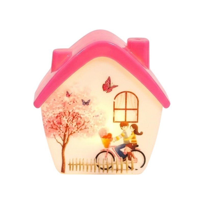 Electric LED Night Lamp 7cm x 8cm (House Shape) Multicolor HM0713