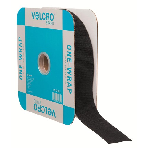 VELCRO Brand - ONE-WRAP Roll, Double-Sided, Self Gripping Multi-Purpose Hook and Loop Tape, Reusable, 45' x 1 1/2" Roll - Black- HM0764