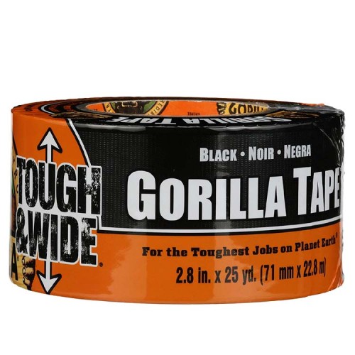 Gorilla Tape Black Duct Tape 2.88" x 25 yd Extra Thick, Strong, and Versatile HM0732