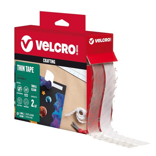 VELCRO Brand Thin Clear Tape | 15 Ft x ¾” | Cut Strips to Length | Home Office or Crafts Fastening Solution | Large Roll- HM0060