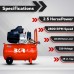 BKR® 25 LTR Iron Portable Air Compressor with 2.5 hp Induction Motor WS0523