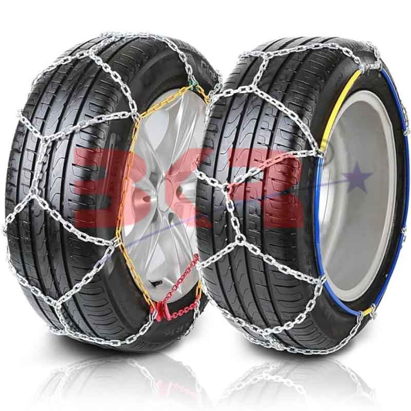 BKR Snow Chain 1 pair (2pc in each pair) For Jimny, Innova Crysta, Kia Seltos, Ertiga, Tata Nexon etc 14", 15", 16", 17" & 18" inches of Tyre Carbon Steel 16mm- FREE 2 bungee ropes with 1pair of gloves CA0154