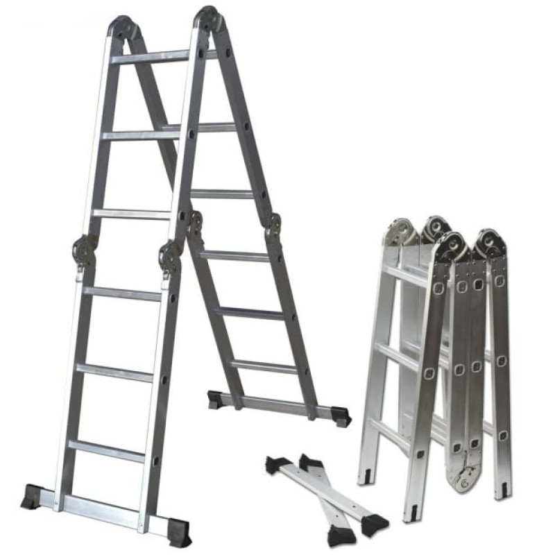 BKR® Aluminum Folding Multi-Position Ladder – Heavy-Duty, Anti-Slip, EN131 Certified, 150Kg Load Capacity, Compact & Versatile for Home & Work – HM0406