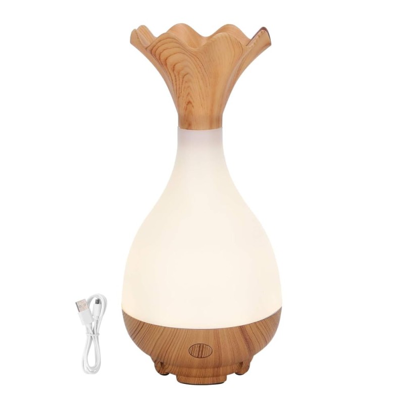 BKR® Jade Bottle Aroma Diffuser Vase – 95ML Humidifier with LED Lamp & Wooden Pattern – HM0433 