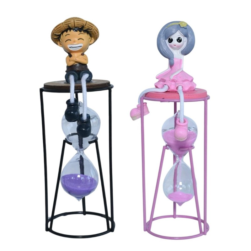 BKR Exclusive Valentine’s Day Special Home Decor Combo - Boy & Girl on Sand Timer Showpiece for Couples, Romantic Gift & Elegant Decoration- HM0420-5