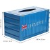 Metal Tissue Box Shipping Container – Creative Tissue Holder for Home, Office, Cafe & Restaurant – Blue - HM0480