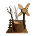 BKR® Wooden Windmill Showpiece Stand – Unique Flower Pot Pen Stand for Home Office Decor and Gift for Garden Lovers LG0675