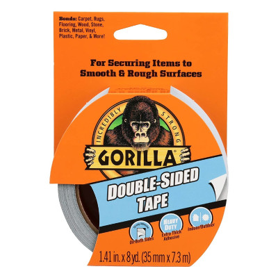 Gorilla Double-Sided Tape Strong Adhesive for Versatile Mounting 1.41 Inch x 8 yd HM0660