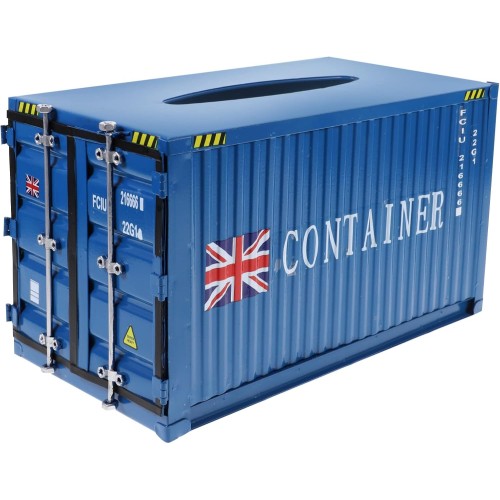 Metal Tissue Box Shipping Container – Creative Tissue Holder for Home, Office, Cafe & Restaurant – Blue - HM0480