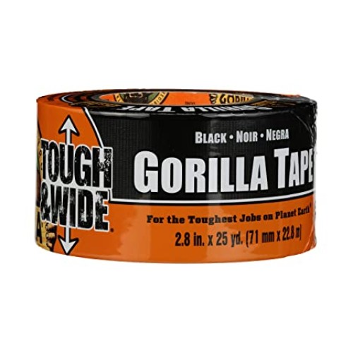 Gorilla Tough & Wide Duct Tape, 2.88" x 25yd, Black