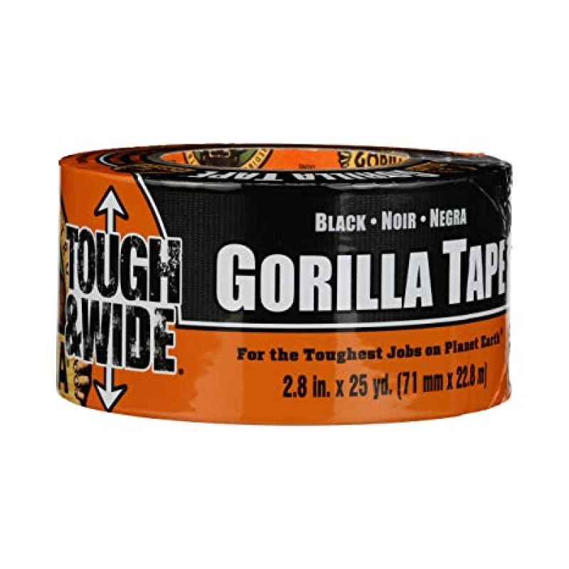 Gorilla Tough & Wide Duct Tape, 2.88" x 25yd, Black