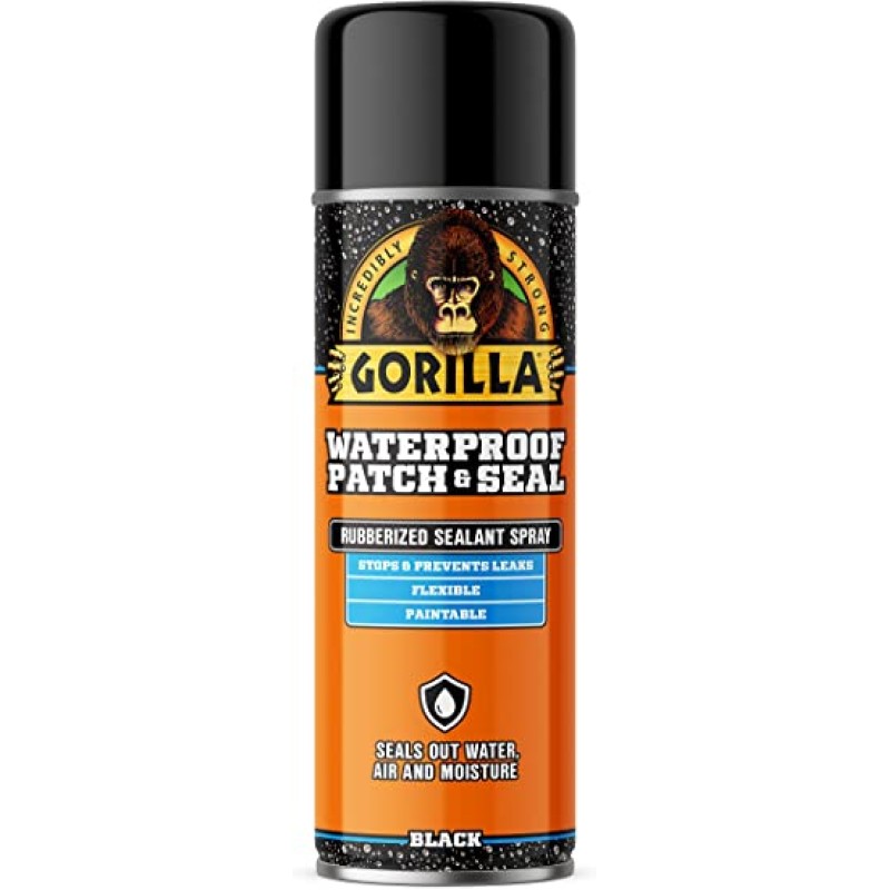Gorilla Waterproof Patch & Seal Spray, Black, 16 OZ, (Pack of 1)