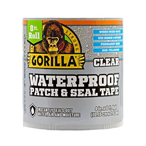 Gorilla Waterproof Patch & Seal Tape 4 In. x 8 Ft. Clear and Reliable Waterproofing Solution HM0730