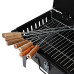 BKR® Iron Suitcase Charcoal Barbeque (BBQ) Grill with 8pcs Skewers Set for Home, Garden or Outdoor Places (Stellar Black) | High Temperature Sand Blasting Metal Finish HM0601