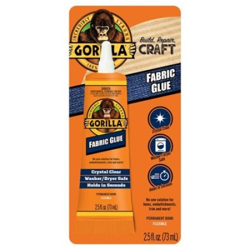 Gorilla Waterproof Fabric Glue 2.5 Ounce, Clear