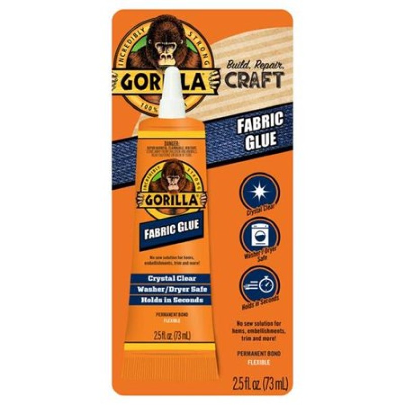 Gorilla Waterproof Fabric Glue 2.5 Ounce, Clear