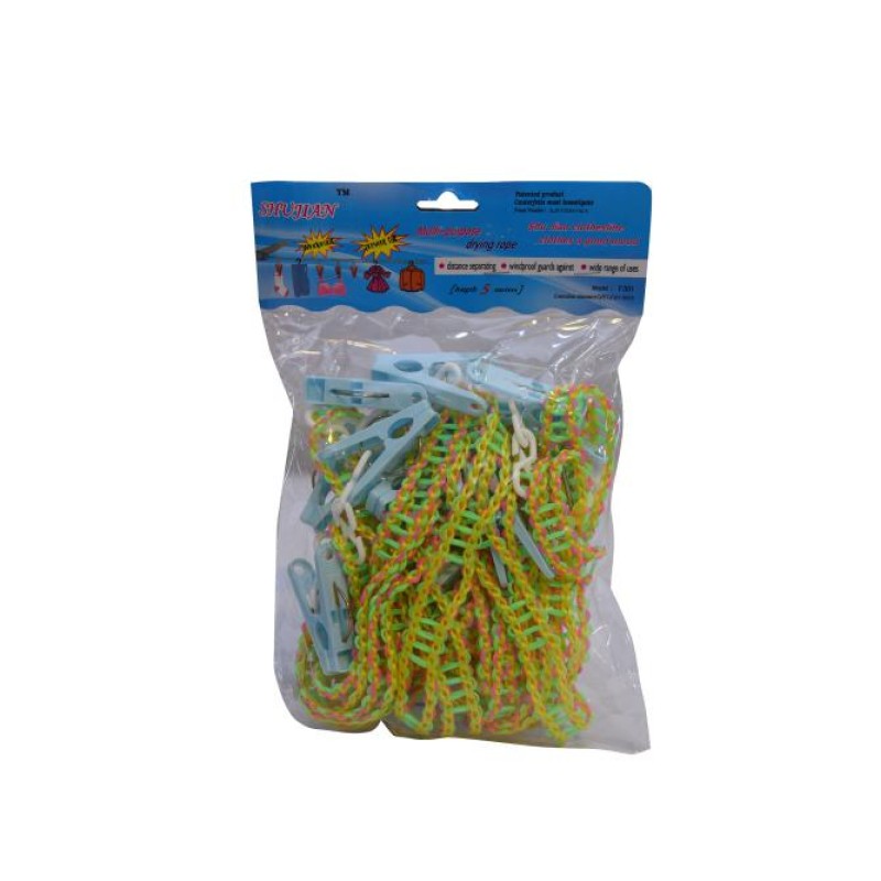 Cloth Drying  Rope With  Clips 5 meter HM0184