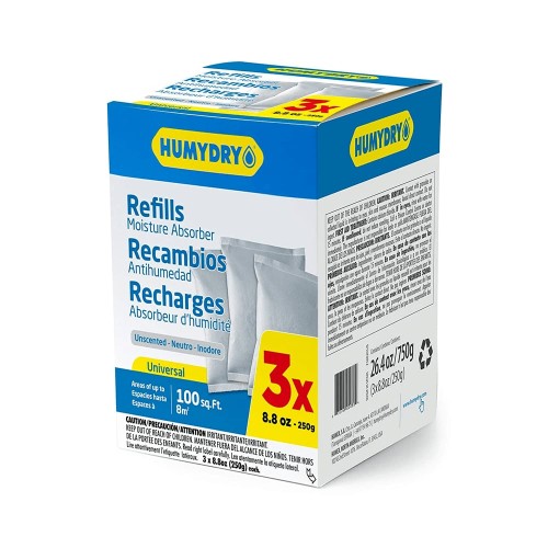 HUMYDRY USA Moisture Absorber Refill  Pack 3 X 250 GM Compact Made in spain HM0235 