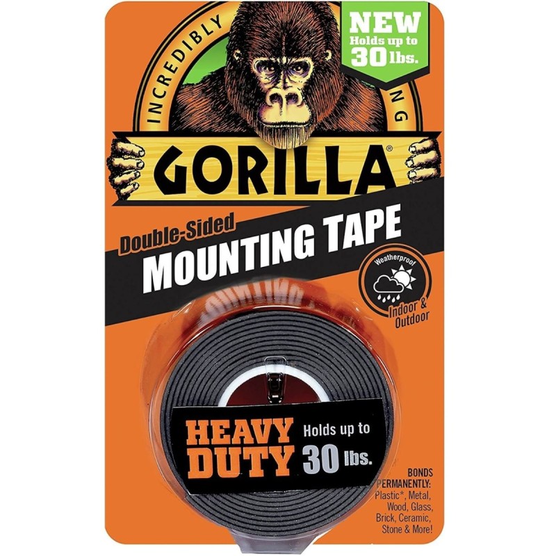 Gorilla Heavy Duty Mounting Tape, Double-Sided, Black - HM0378