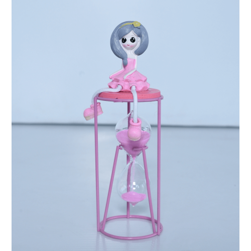 JAGAN HARDWARE Fabric Exclusive Home Decor Girl On Sand Timer Show Piece for Decoration, Multicolour, Standard - HM0420