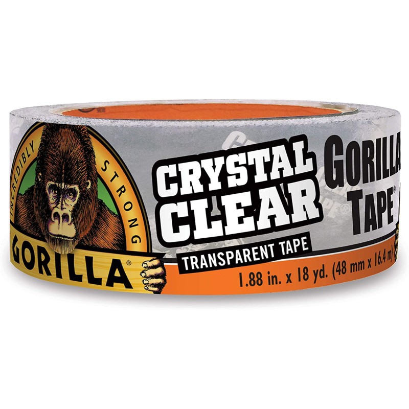Gorilla Crystal Clear Duct Tape, 1.88” x 18 yd, Clear HM0629