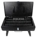 BKR® Iron Suitcase Charcoal Barbeque (BBQ) Grill with 8pcs Skewers Set for Home, Garden or Outdoor Places (Stellar Black) | High Temperature Sand Blasting Metal Finish HM0601