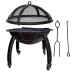 BKR® Premium Quality Round Firepit with wheels & Skewers for Barbecuing Outdoor 58 x 58 x 33 cm, 18.5kgs weight with Wheel | High-Temperature Powder Coating Rust-resistant Metal with 5 years Warranty| HM0637