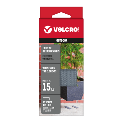 VELCRO® Extreme Outdoor Strips | Hold upto 15lbs (6.8Kg) | 4 x 1 in | 10 strips in pack | Heavy-Duty Weather-&-UV-Resistant Hook & Loop for Rough Surfaces HM0751
