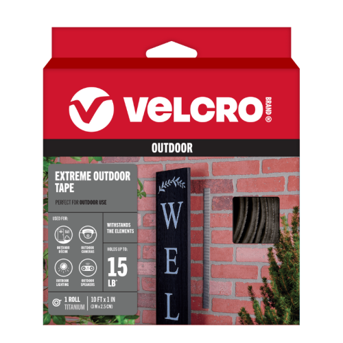VELCRO® Brand Extreme Outdoor Tape – Heavy-Duty Weather & UV Resistant Hook & Loop Fastener, Holds Up to 15 lbs, 10 ft x 1 in Roll HM0752