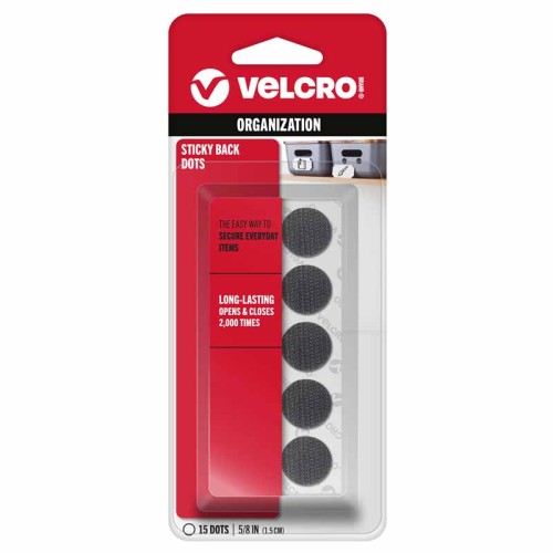 VELCRO® Brand Sticky Back Dots | 1.5cm 15 Dots| Self-Adhesive Hook & Loop Fasteners for Home, Office, Crafts & School Projects HM0746