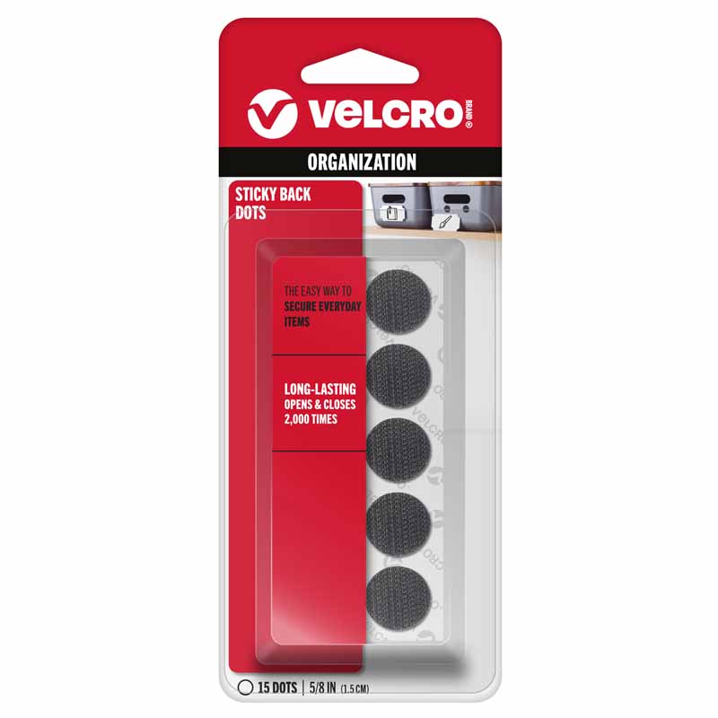 VELCRO® Brand Sticky Back Dots | 1.5cm 15 Dots| Self-Adhesive Hook & Loop Fasteners for Home, Office, Crafts & School Projects HM0746