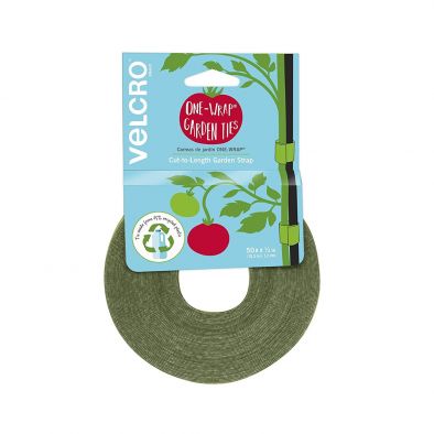 VELCRO® Brand ONE-WRAP® Garden Ties Cut-to-Length, 50 ft x 1/2 in, Green-Recycled Plastic