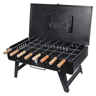 BKR® Iron Suitcase Charcoal Barbeque Grill with 8pcs Skewers Set HM0601