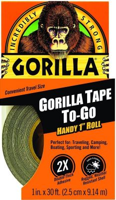Gorilla Duct Tape To-Go, 1" x 30 ft, Black - HM0484