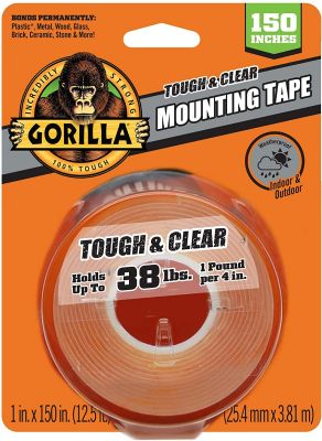 Gorilla Tough & Clear Double Sided XL Mounting Tape, 1 inch x 150 inches, Clear HM0630